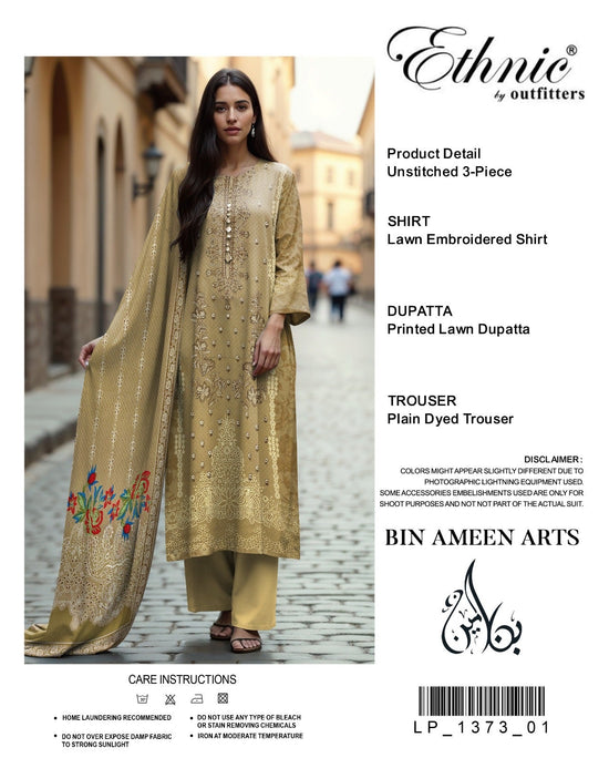 EMB 3 Piece Skin  Suit | Lawn Stuff By Ethnic