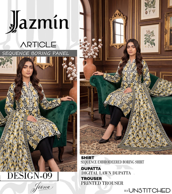 EMB 3 Piece Green Suit | Lawn Stuff By Jazmin