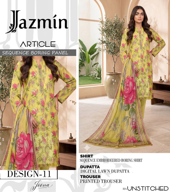 EMB 3 Piece Yellow Suit | Lawn Stuff By Jazmin