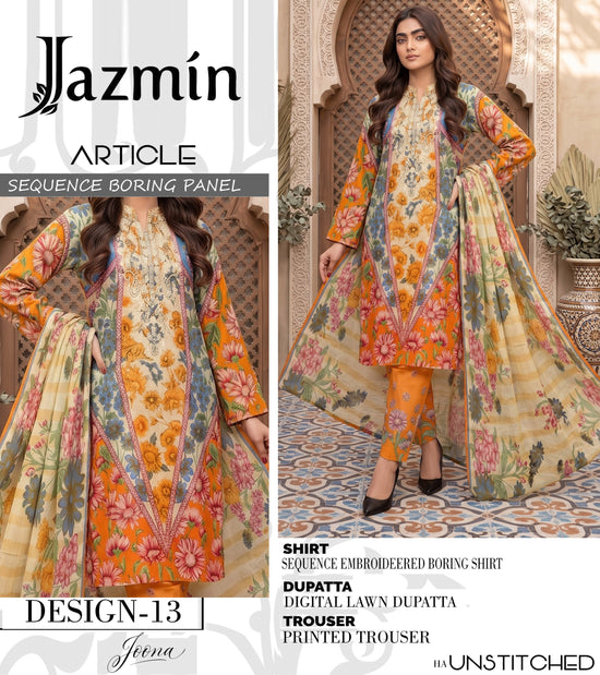 EMB 3 Piece Colorful Suit | Lawn Stuff By Jazmin