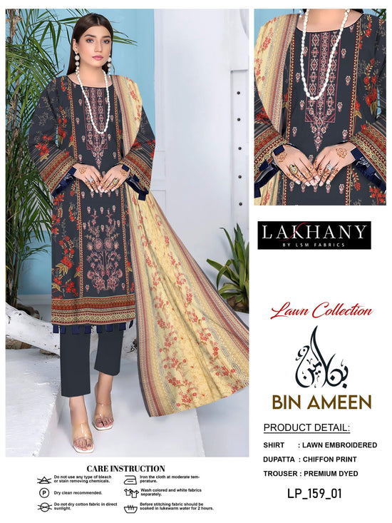 EMB 3 Piece Blue Suit | Lawn Stuff By LAKHANY