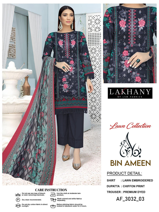 EMB 3 Piece Black Suit | Lawn Stuff By LAKHANY