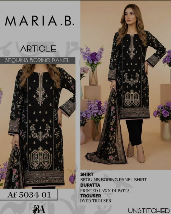 EMB 3 Piece Grey Suit | Lawn Stuff By MARIA B