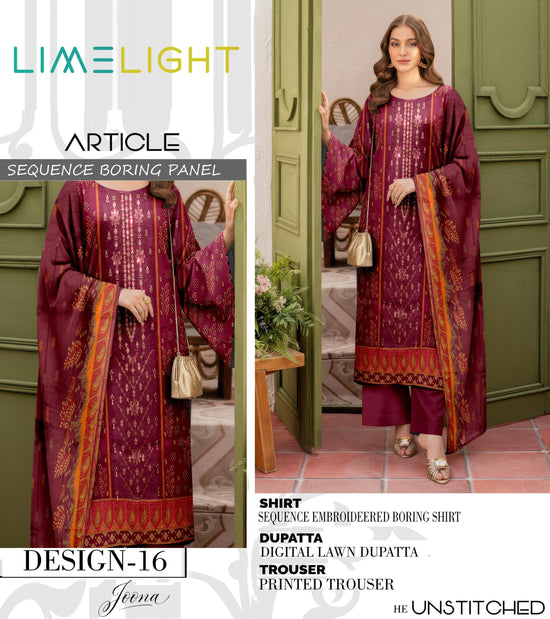 EMB 3 Piece Red Suit | Lawn Stuff By LIMELIGHT