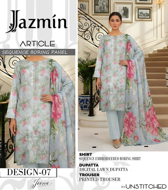 EMB 3 Piece White Suit | Lawn Stuff By Jazmin